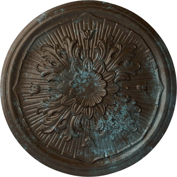 Ekena Millwork Luton Ceiling Medallion (Fits Canopies up to 1 1/8"), 15 3/4"OD x 5/8"P, Bronze Blue Patina CM16LUBBS - main